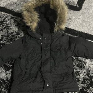 Old Navy Black Puffer Jacket with Faux Fur Hood